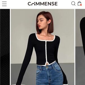 NWT Commense Black Top with White Edging